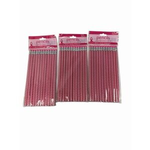 crown jewlz pink ribbon awareness office school stationary 3 packs pencils